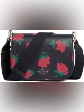 NEW Kate Spade New York Madison Rose Toss Printed Saddle Bag